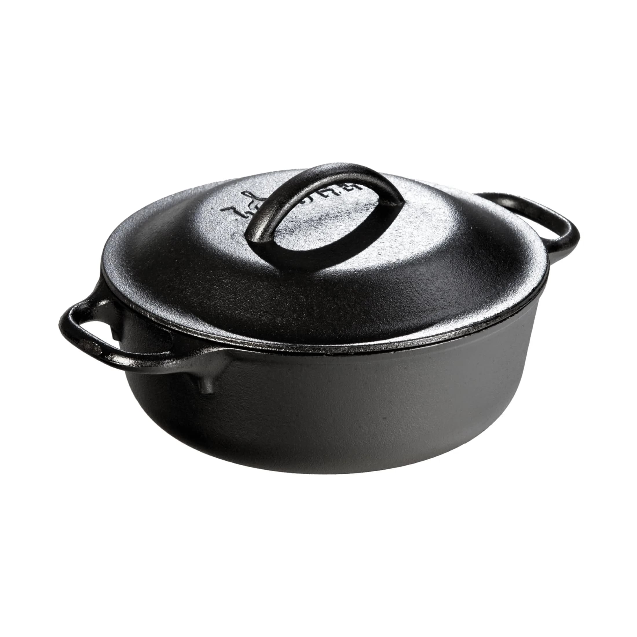Lodge Cast Iron Dutch Oven with Loop Handle, Oven-Safe, 2 Quart (1.89 Litres) | Versatile 2-in-1 Skillet & Pot for Indian Kitchens