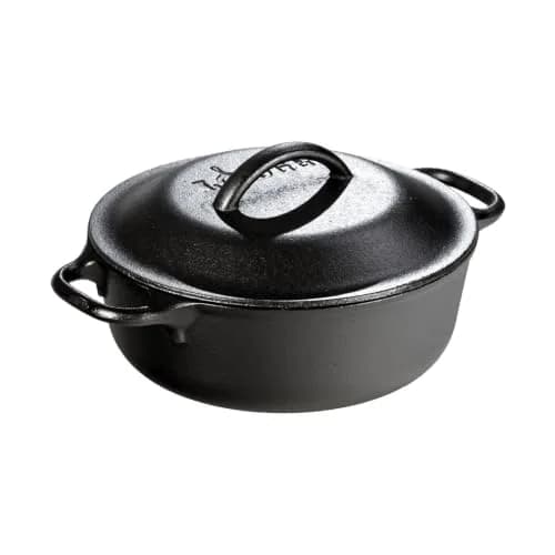 Lodge Cast Iron Dutch Oven with Loop Handle, Oven-Safe, 2 Quart (1.89 Litres) | Versatile 2-in-1 Skillet & Pot for Indian Kitchens thumbnail 1