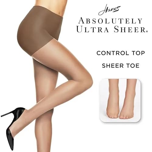 Hanes Absolutely Ultra Sheer Women's Pantyhose, Control Top, Sheer Toe, Gentle Brown, Size B | Sheer Coverage & Comfort thumbnail 4
