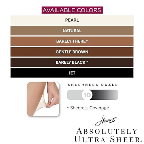 Hanes Absolutely Ultra Sheer Women's Pantyhose, Control Top, Sheer Toe, Gentle Brown, Size B | Sheer Coverage & Comfort thumbnail 5