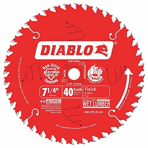 Freud Diablo Finish Saw Blade 7-1/4" | 40 ATB, 5/8" Arbor, 8000 Max RPM for Smooth Cuts thumbnail 1
