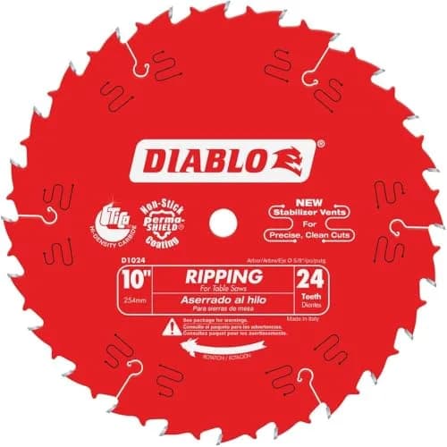 Diablo 10-inch Ripping Saw Blade for Wood - 24 ATB Teeth, 5/8-inch Arbor, 0.098-inch Kerf | Fast, Accurate Rip Cuts thumbnail 1