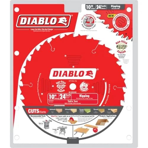 Diablo 10-inch Ripping Saw Blade for Wood - 24 ATB Teeth, 5/8-inch Arbor, 0.098-inch Kerf | Fast, Accurate Rip Cuts thumbnail 2