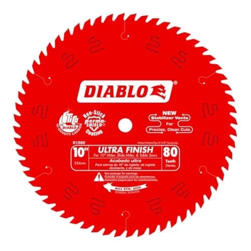 Diablo Ultra Finish Saw Blade for Wood - 10" Diameter, 80 Hi-ATB Teeth | Fine Crosscut Finish thumbnail 1