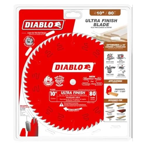 Diablo Ultra Finish Saw Blade for Wood - 10" Diameter, 80 Hi-ATB Teeth | Fine Crosscut Finish thumbnail 2