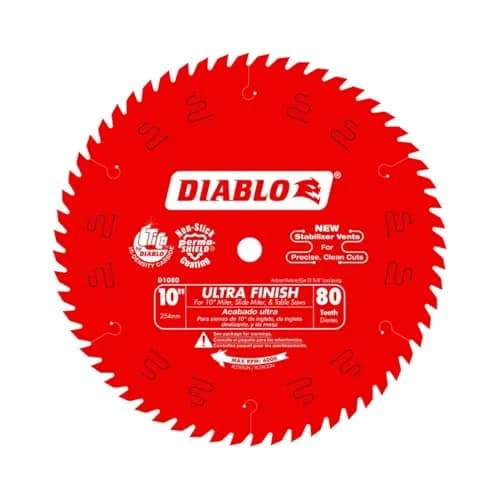 Diablo Ultra Finish Saw Blade for Wood - 10" Diameter, 80 Hi-ATB Teeth | Fine Crosscut Finish thumbnail 3