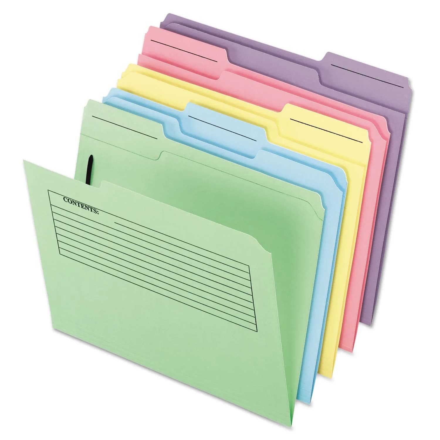 Pendaflex Printed Notes Folders with Fastener, Letter Size, Assorted Colors (Pack of 30) | SFI Certified Paper — Light Blue;light Green;light Red;light Yellow;light Violet