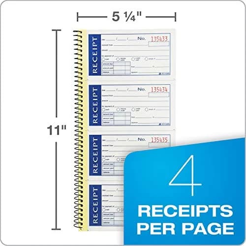 Adams Write n' Stick Receipt Book, 2-Part, Carbonless, White/Canary, 5.25 x 11 inches (13.3 x 27.9 cm) | 200 Sets per Book thumbnail 2