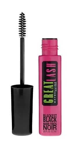 Maybelline Great Lash Washable Mascara Makeup, Volumizing Lash-Doubling Formula, Blackest Black, 12.7ml (0.43 Fl Oz) | Ophthalmologist Tested — BLACKEST BLACK
