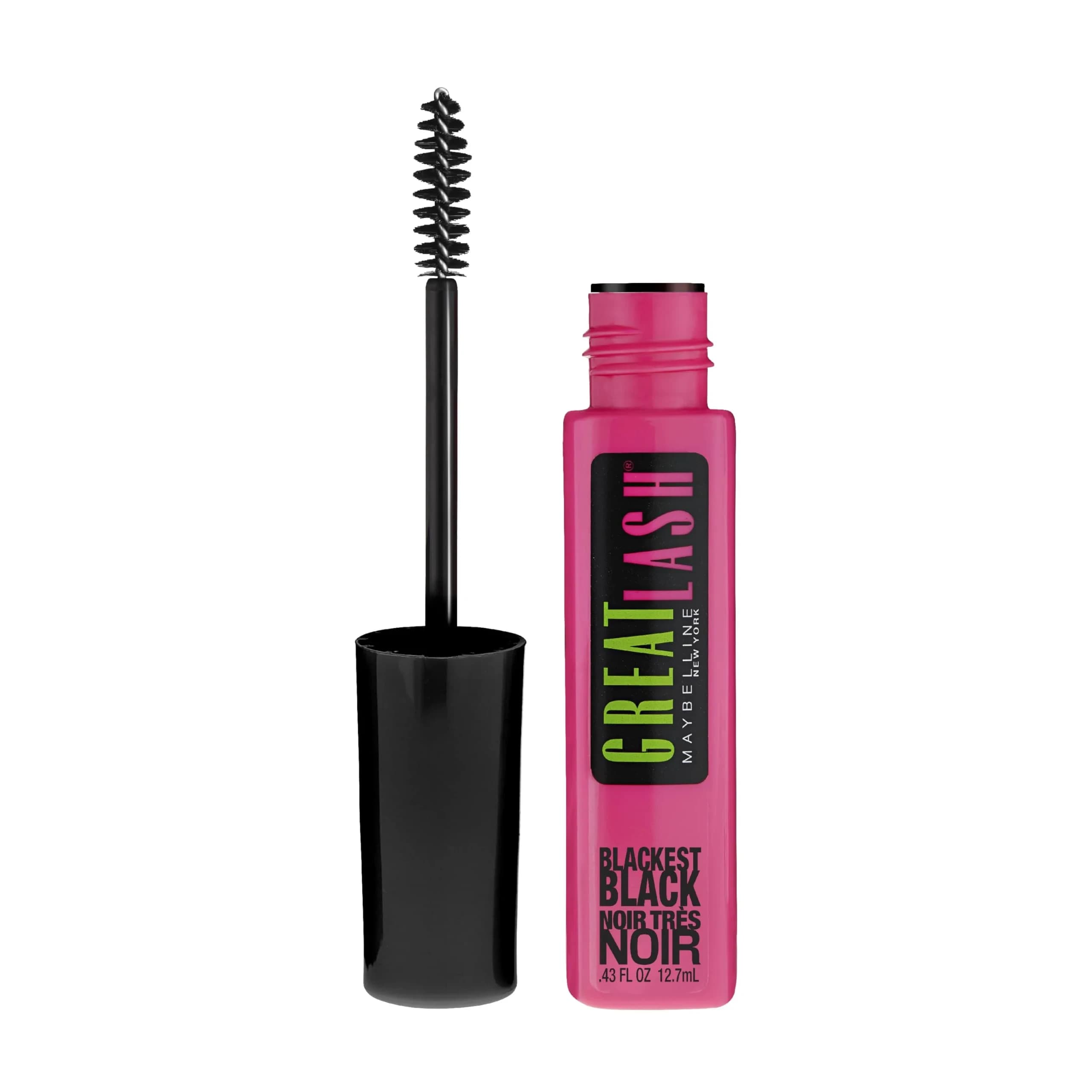 Maybelline Great Lash Washable Mascara Makeup, Volumizing Lash-Doubling Formula, Blackest Black, 12.7ml (0.43 Fl Oz) | Ophthalmologist Tested - main product image