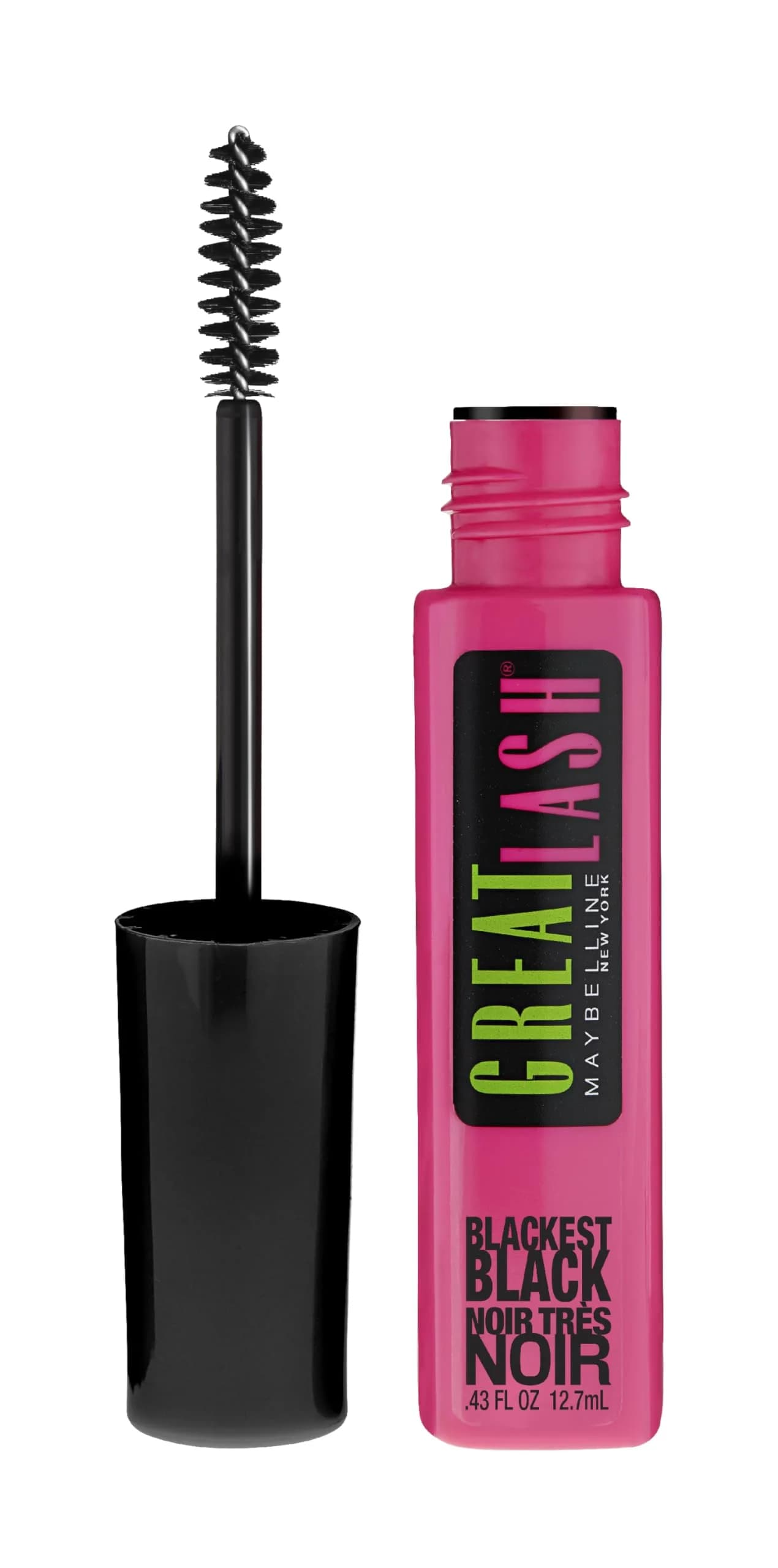 Maybelline Great Lash Washable Mascara Makeup, Volumizing Lash-Doubling Formula That Conditions As It Thickens, Very Black, 2 Count | Hypoallergenic Formula — BLACKEST BLACK / 0.43 Fl Oz