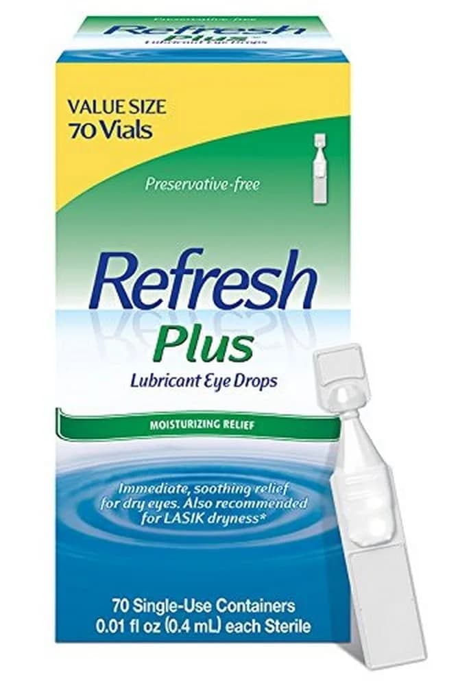 Refresh Plus Lubricant Eye Drops Preservative-Free Artificial Tears 0.4 mL (0.01 Fl Oz) | FDA Approved Medication
