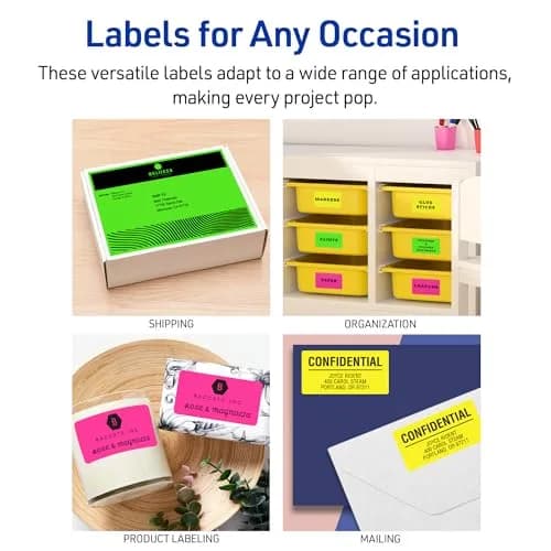 Avery Printable Address Labels 1" x 2-5/8" Neon Yellow | Sure Feed Technology, 750 Labels thumbnail 8