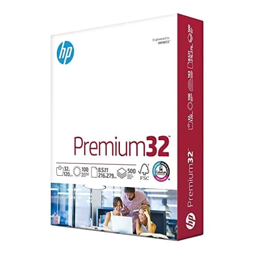 HP Premium 32 lb Copy Paper 8.5 x 11 Inches, 500 Sheets | Bright White, FSC Certified, Made in USA — 500 Sheets