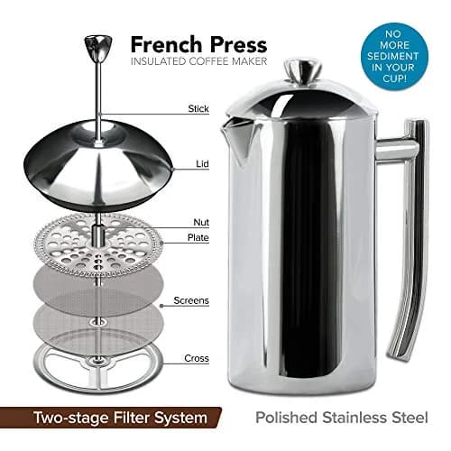 Frieling Double-Walled Stainless-Steel French Press Coffee Maker, 23 oz | Insulated, Durable, Easy to Use thumbnail 2