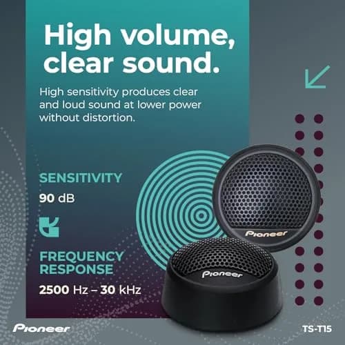Pioneer TS-T15 3/4" Soft Dome Component Tweeters 120W Max | Clear Highs, Smooth Sound thumbnail 5