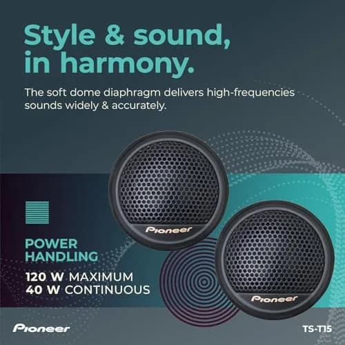 Pioneer TS-T15 3/4" Soft Dome Component Tweeters 120W Max | Clear Highs, Smooth Sound thumbnail 4
