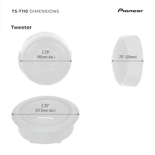 PIONEER TS-T110 7/8" Hard Dome Component Tweeters 120W Max | Clear High-Frequency Detail, Easy Add-On for Clarity, Flush/Surface Mount thumbnail 6