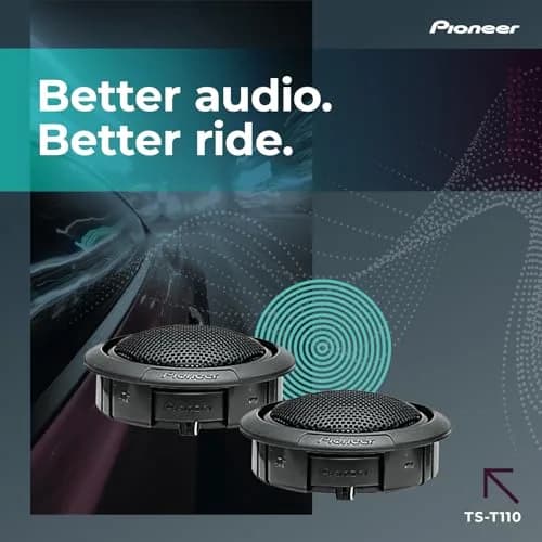 PIONEER TS-T110 7/8" Hard Dome Component Tweeters 120W Max | Clear High-Frequency Detail, Easy Add-On for Clarity, Flush/Surface Mount thumbnail 2
