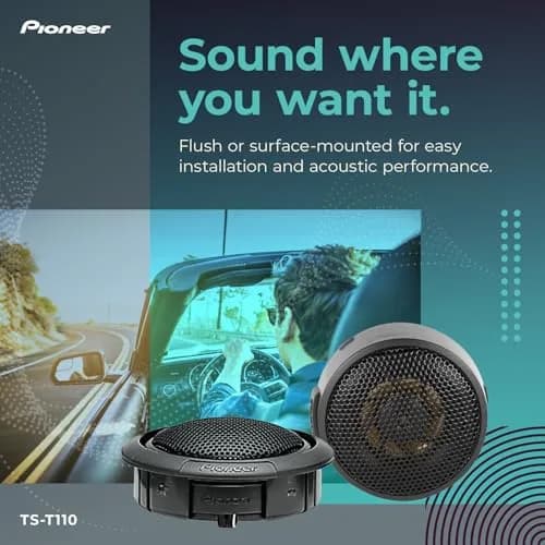 PIONEER TS-T110 7/8" Hard Dome Component Tweeters 120W Max | Clear High-Frequency Detail, Easy Add-On for Clarity, Flush/Surface Mount thumbnail 3