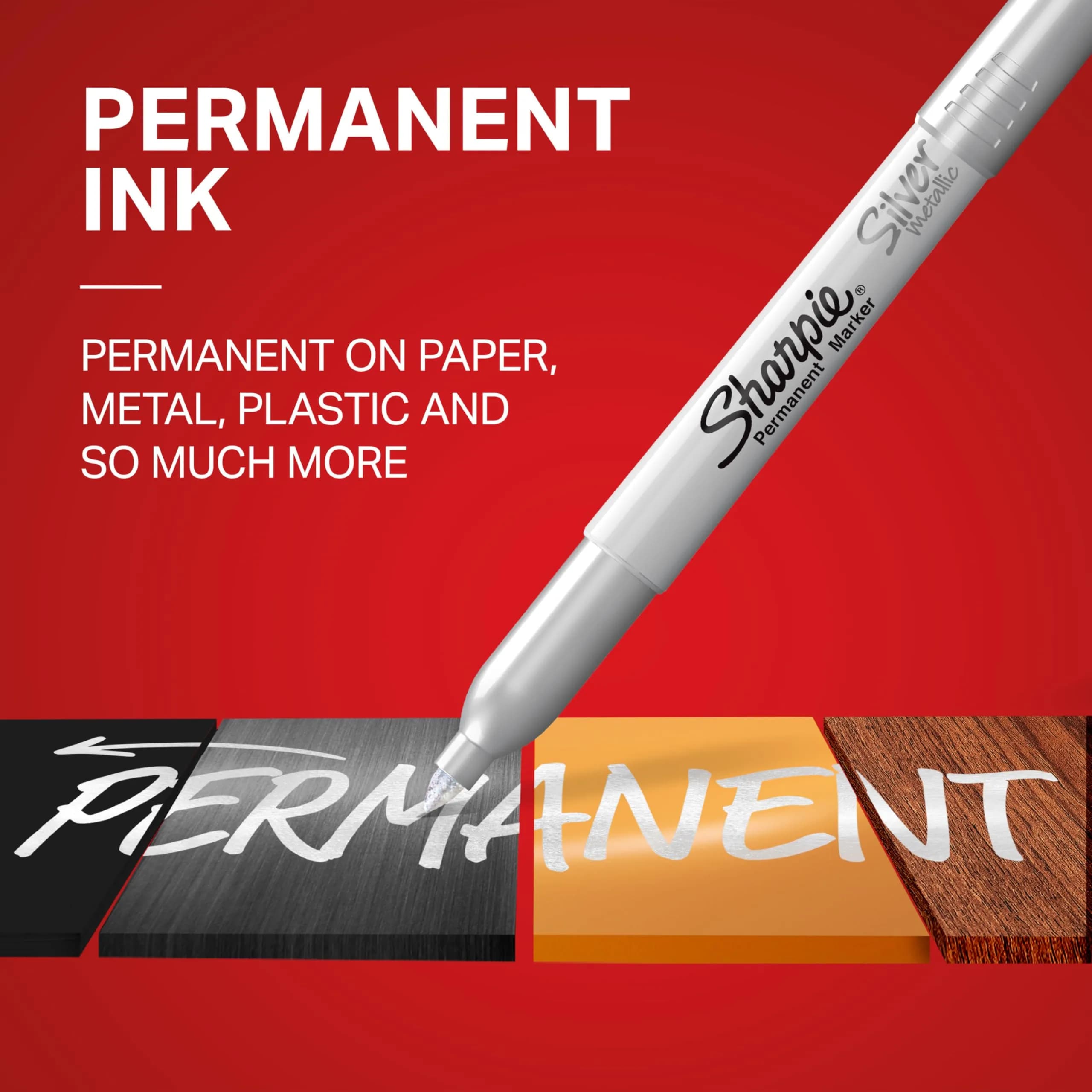 Sharpie Metallic Permanent Markers, Fine Point, Silver, 2 Count (0.5mm) | Brilliant Metallic Sheen on Dark Surfaces - view 2