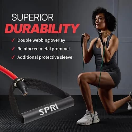 SPRI Xertube Resistance Band with Handles Medium - Red | Durable Rubber, Portable & Versatile for Total-Body Fitness thumbnail 6