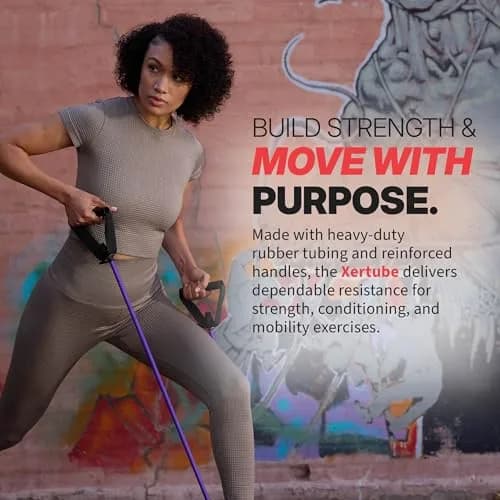 SPRI Xertube Resistance Band with Handles Medium - Red | Durable Rubber, Portable & Versatile for Total-Body Fitness thumbnail 2