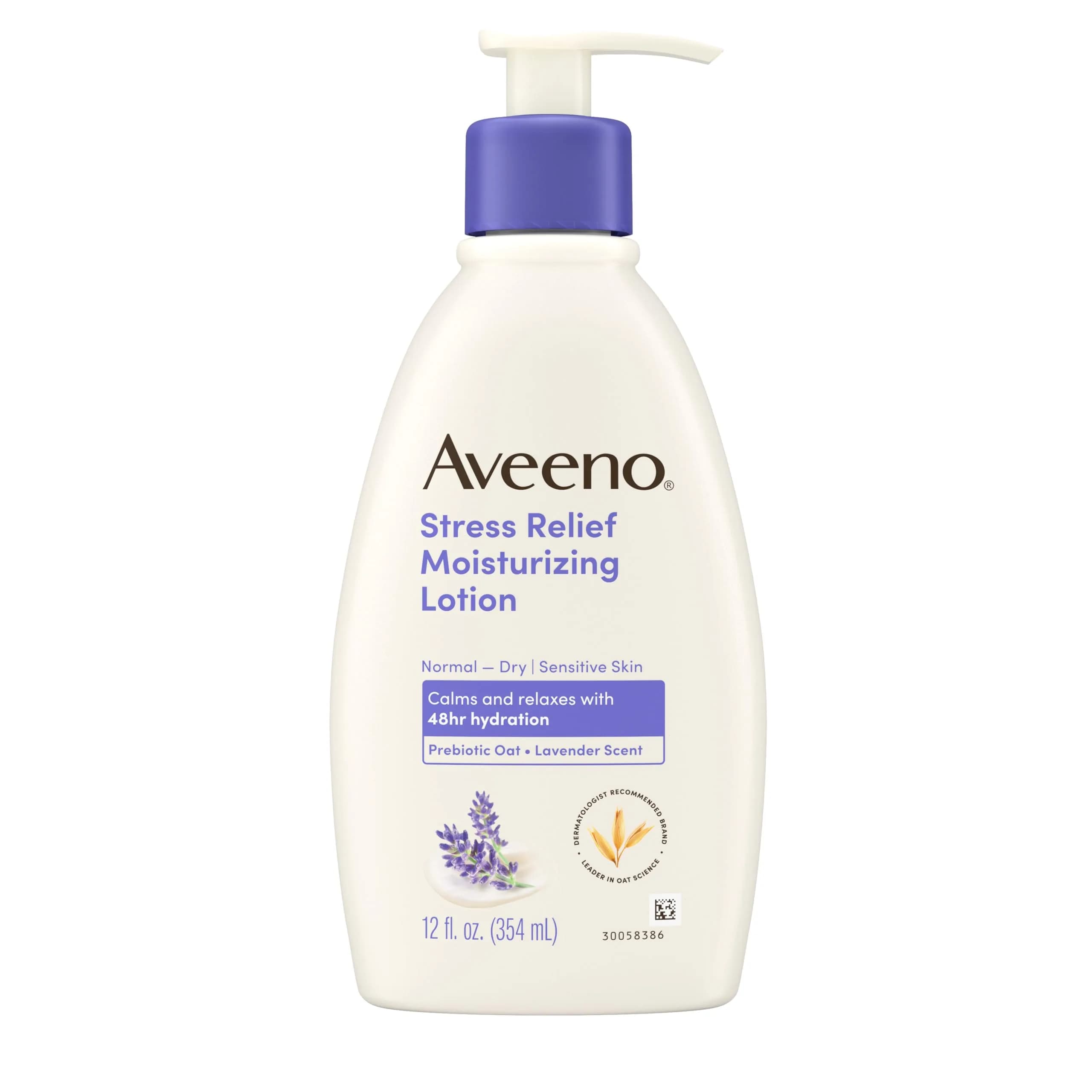 Aveeno Stress Relief Moisturizing Body Lotion with Lavender Scent, Natural Oatmeal 355ml (12 fl. oz) | Dermatologist Recommended for Sensitive Skin - main product image