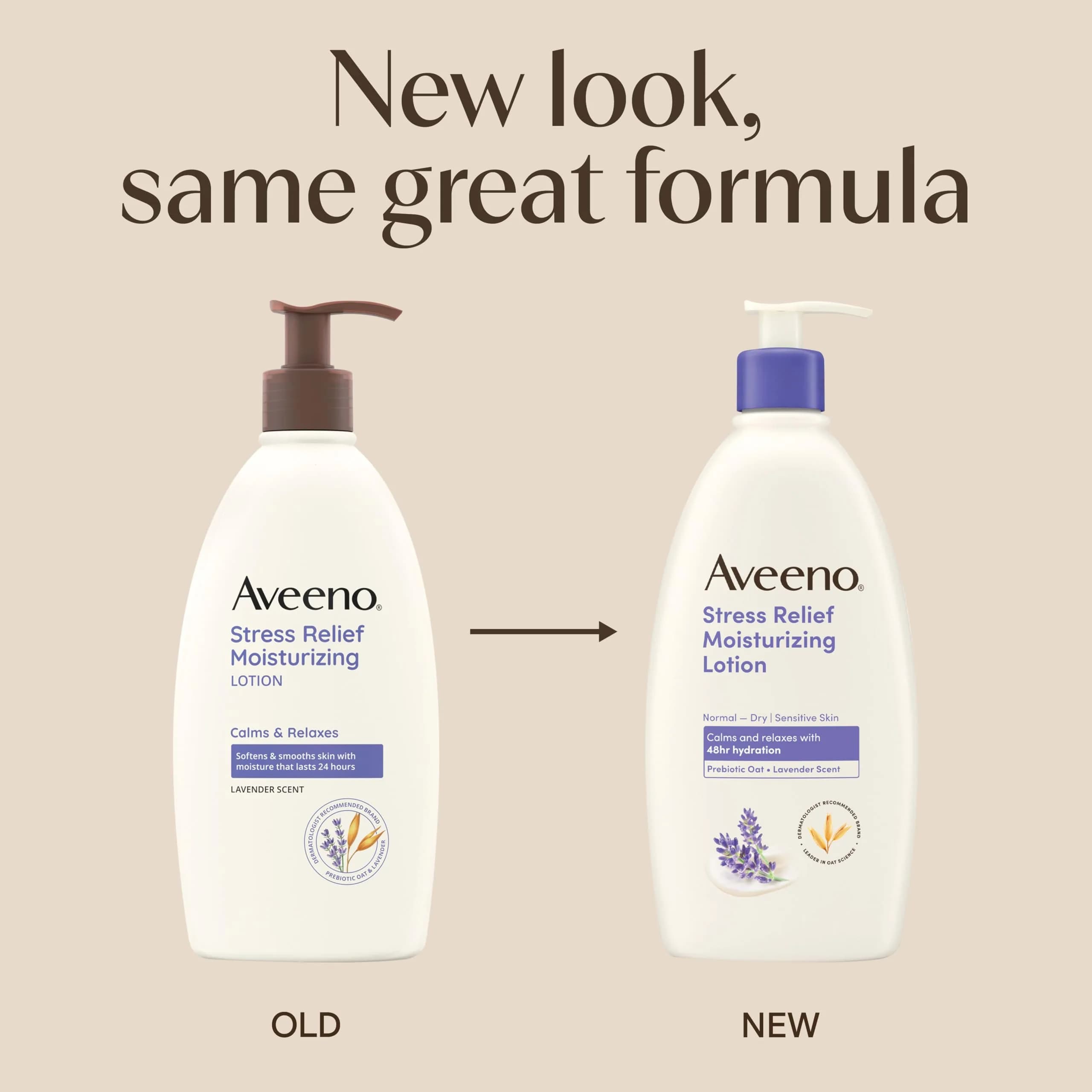 Aveeno Stress Relief Moisturizing Body Lotion with Lavender Scent, Natural Oatmeal 355ml (12 fl. oz) | Dermatologist Recommended for Sensitive Skin - view 2