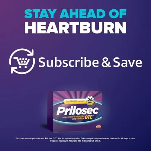 Prilosec OTC Omeprazole 20mg Tablets | 24-Hour Heartburn Relief for Adults thumbnail 5