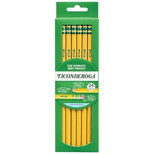 Ticonderoga Wood-Cased Pencils, Unsharpened, HB Soft, Yellow, 24 Count | Smooth Graphite for Students & Office thumbnail 1