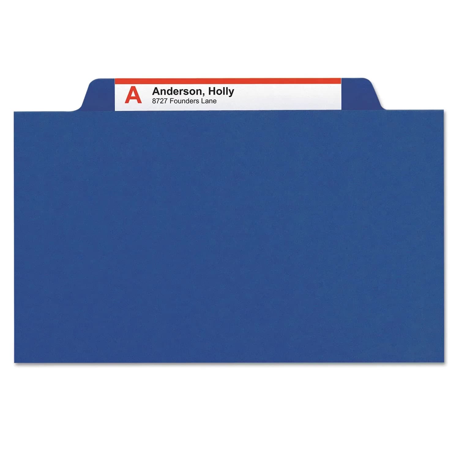 Smead Pressboard Classification File Folder with SafeSHIELD Fasteners, 2 Dividers, 2" Expansion, Letter Size, Dark Blue, 10 per Box | Durable Office Organization - main product image