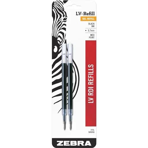 Zebra Pen SARASA Retractable Gel Refill, Black Ink, 0.7mm, 2-Pack | Smooth Ink Flow thumbnail 1