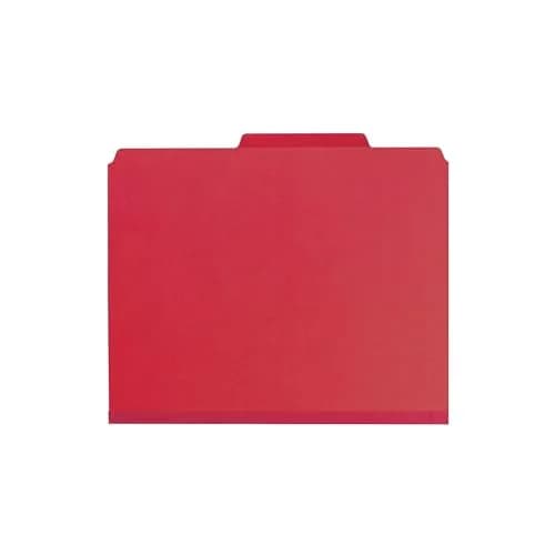 Smead Pressboard Classification File Folder with SafeSHIELD Fasteners, 2 Dividers, 2" Expansion, Letter Size, Bright Red, 10 per Box | Heavy Duty Project Files thumbnail 1