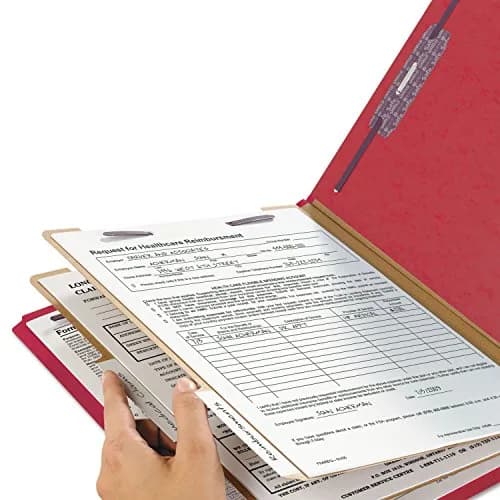 Smead Pressboard Classification File Folder with SafeSHIELD Fasteners, 2 Dividers, 2" Expansion, Letter Size, Bright Red, 10 per Box | Heavy Duty Project Files thumbnail 6