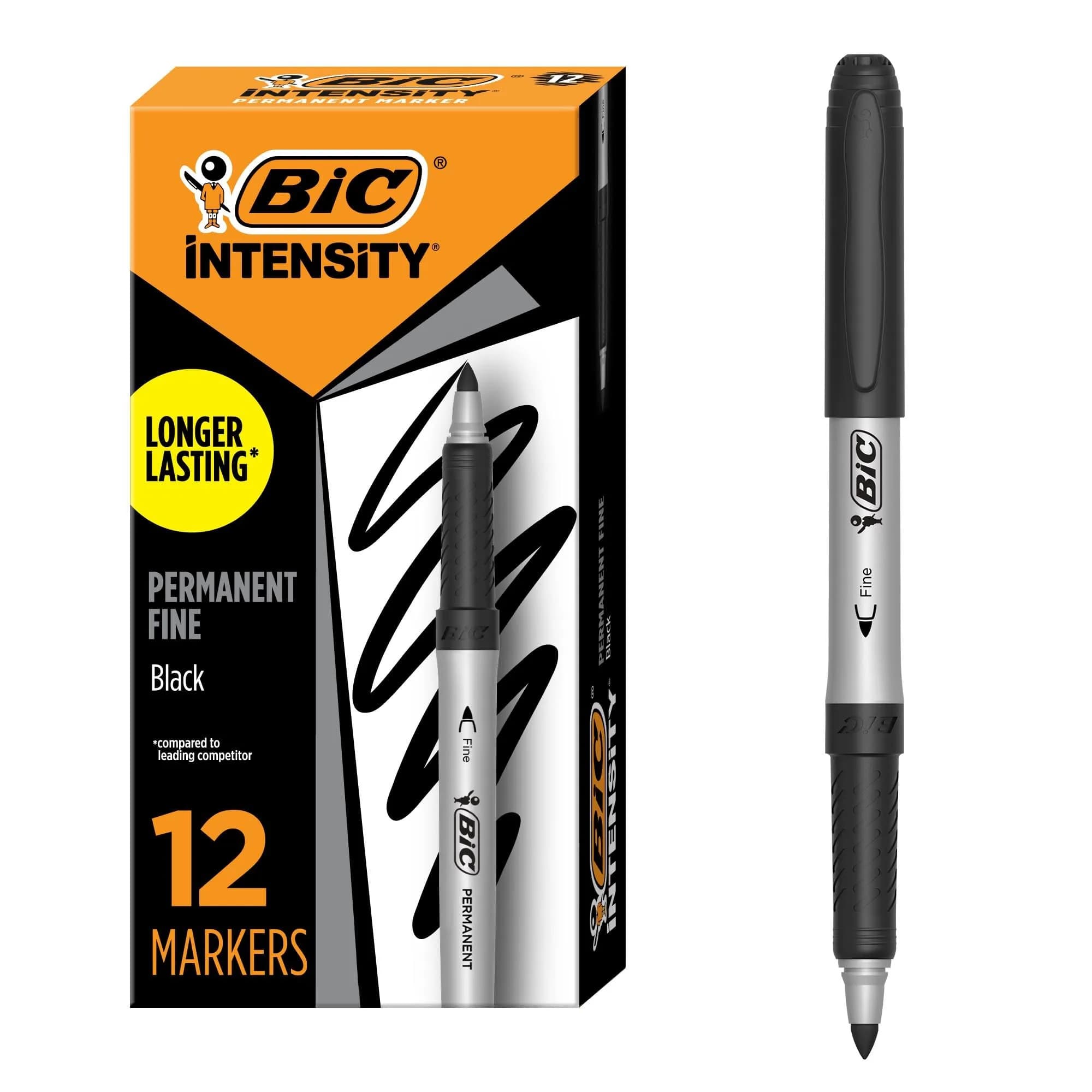 BIC Intensity Black Permanent Markers Fine Point | Long Lasting, Precise Lines for Art & Writing