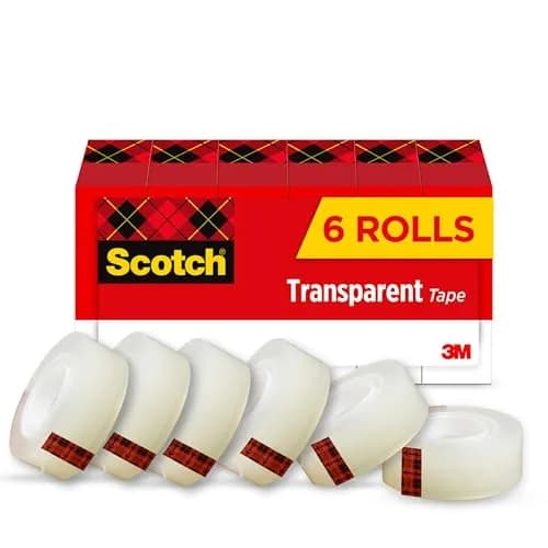 Scotch Transparent Tape 3/4 in x 1000 in Rolls | 6 Boxes, Clear Adhesive Tape for Office and Home Use thumbnail 1