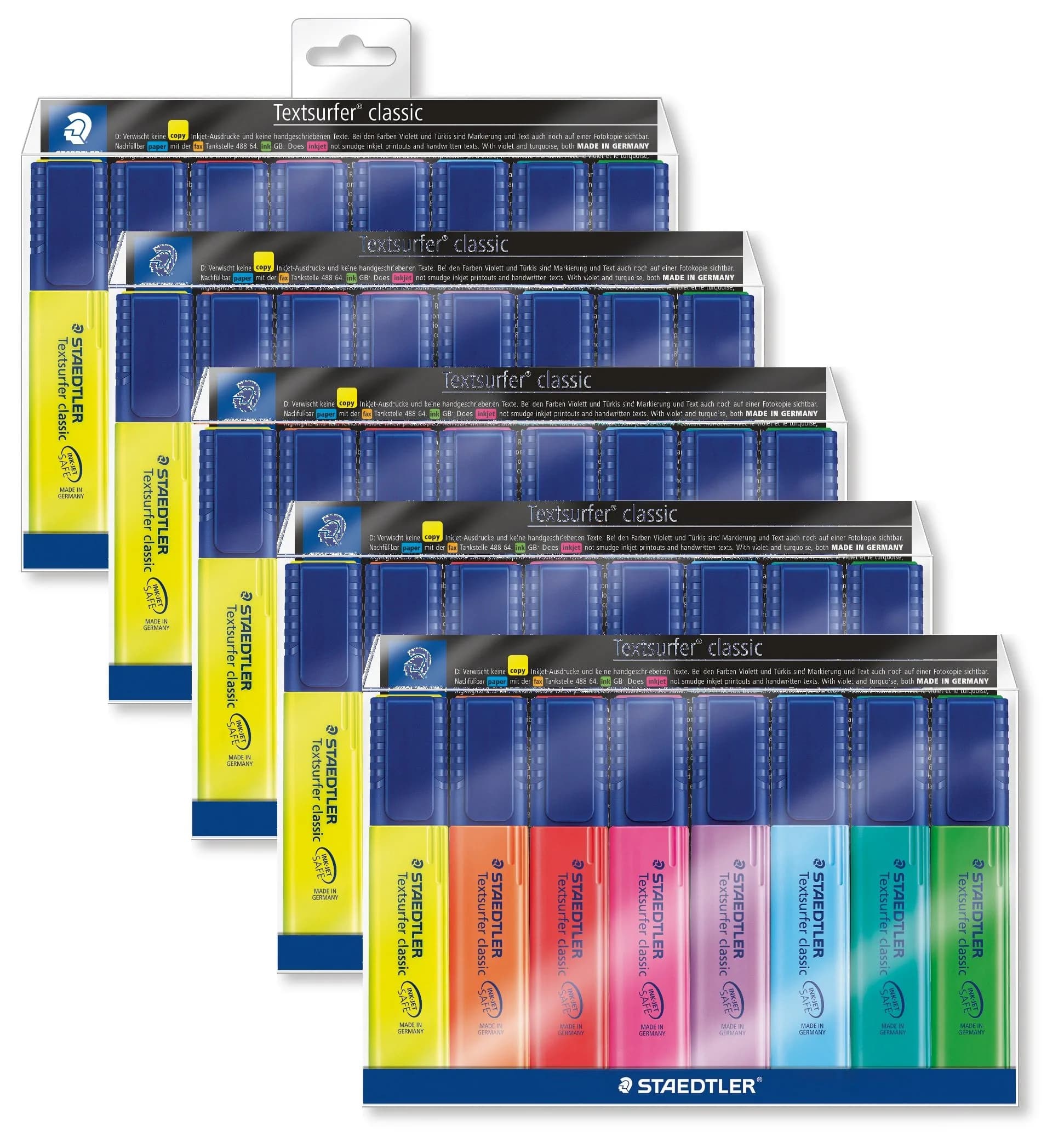 STAEDTLER Textsurfer Classic Highlighter, Chisel Tip, Assorted Colors | Long-Lasting Pigment Ink — Assorted