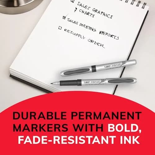 BIC Intensity Blue Permanent Markers, Ultra Fine Point, 12-Count Pack | Precise, Long-Lasting Blue Markers with Soft Grip thumbnail 6