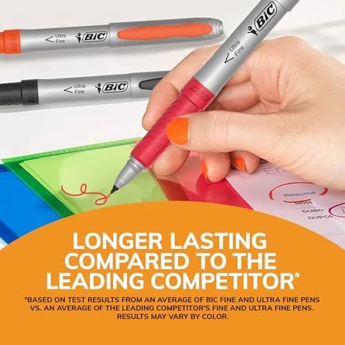 BIC Intensity Blue Permanent Markers, Ultra Fine Point, 12-Count Pack | Precise, Long-Lasting Blue Markers with Soft Grip thumbnail 2