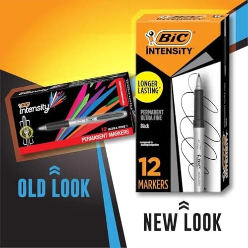 BIC Intensity Permanent Markers Ultra Fine Point 12 Pack | Precise, Long-Lasting Black Markers for Art & Office thumbnail 3