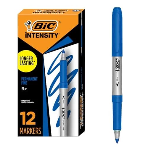 BIC Intensity Fine Blue Permanent Markers 12 Pack | Precise, Quick-Drying, Acid-Free thumbnail 1
