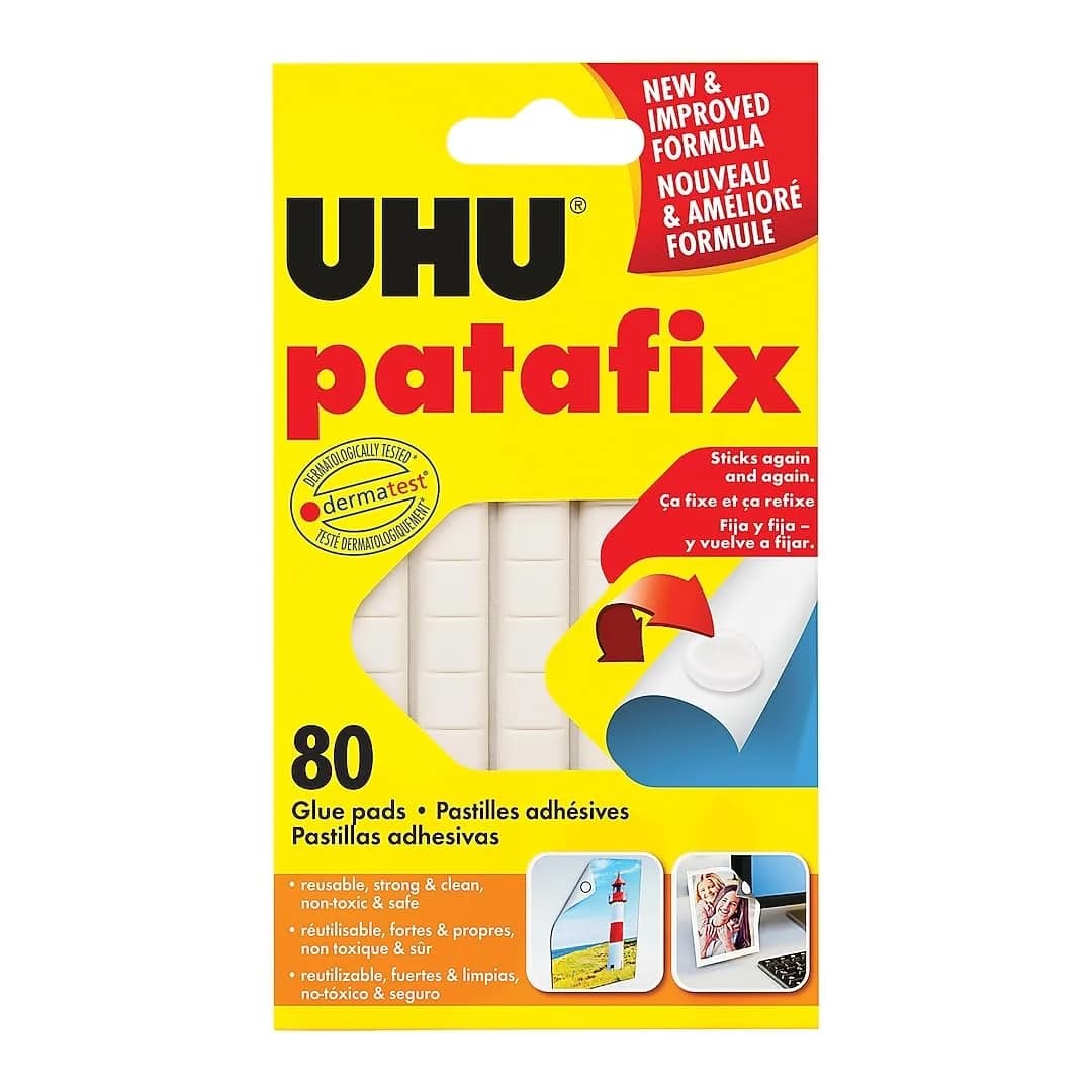 UHU Tac Removable & Reusable Glue Pads for Fast & Clean Mounting, 80 Tac Pads, White | Repositionable Adhesive for Paper & Small Objects — White