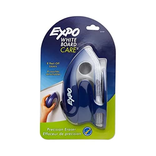 EXPO Precision-Point Whiteboard Eraser, 8 Peel-Off Layers, Docking Station Included - Calendar, Organization, Essential Supplies for Office, School, Classroom, Teachers | Accurate Erasing, Ergonomic Grip, Replaceable Felt Pad thumbnail 1