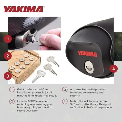 Yakima Pack of 8 Steel SKS Lock Cores with Keys | Secure Your Gear on Indian Roads thumbnail 4