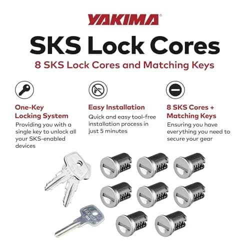 Yakima Pack of 8 Steel SKS Lock Cores with Keys | Secure Your Gear on Indian Roads thumbnail 2