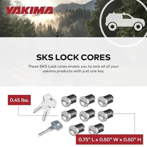 Yakima Pack of 8 Steel SKS Lock Cores with Keys | Secure Your Gear on Indian Roads thumbnail 3