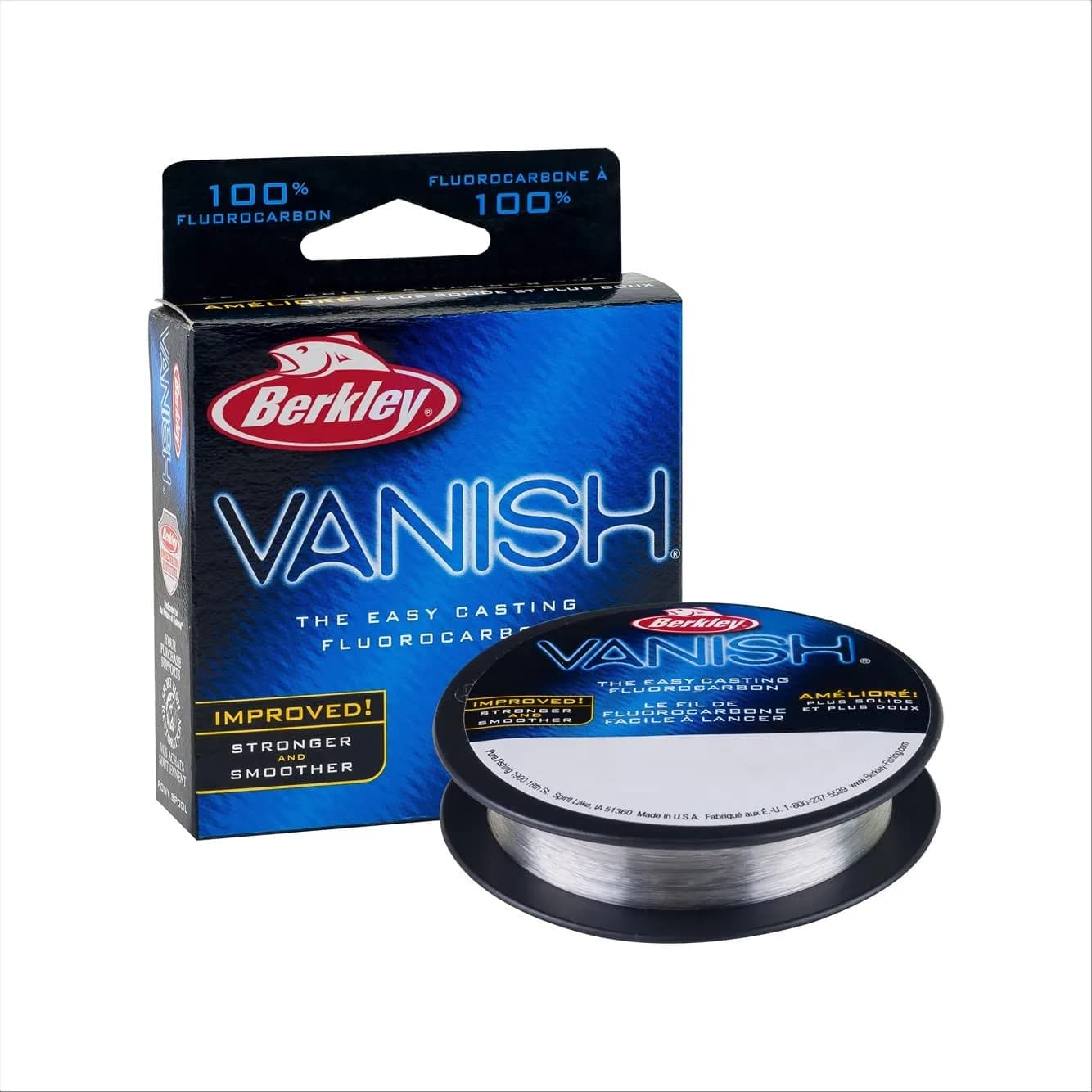 Berkley Vanish Clear Fluorocarbon Fishing Line 10lb (4.5kg) | 2000yd (1828m) - Virtually Invisible Underwater — 110yd