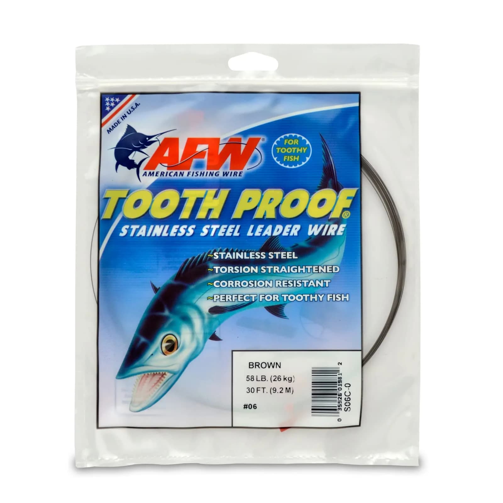 AFW Tooth Proof Fishing Wire Single Strand Leader, #11, 140Lb, 137FT - Camo | Rust-Resistant Stainless Steel for Toothy Fish — Camo