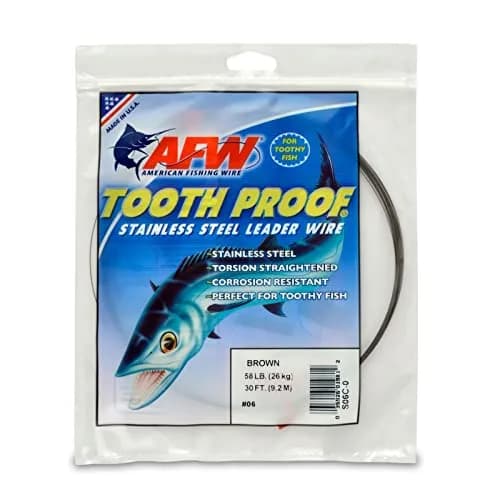 AFW Tooth Proof Fishing Wire #6 58Lb 30Ft Camo | Stainless Steel Leader for Toothy Fish thumbnail 1